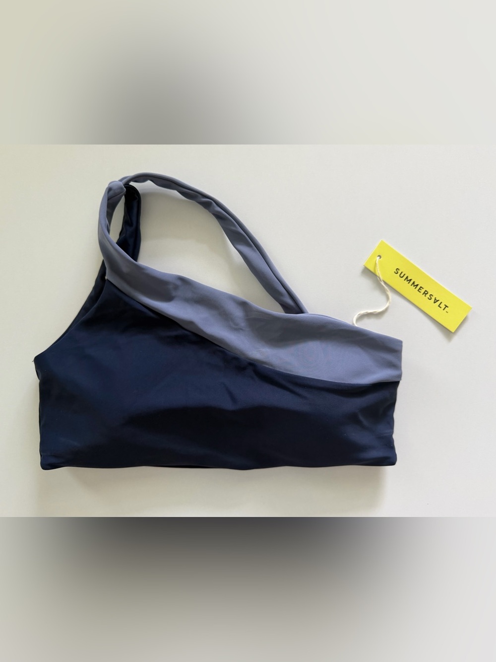 Summersalt Asymmetric Sports Bra in Navy and Light Blue NWT